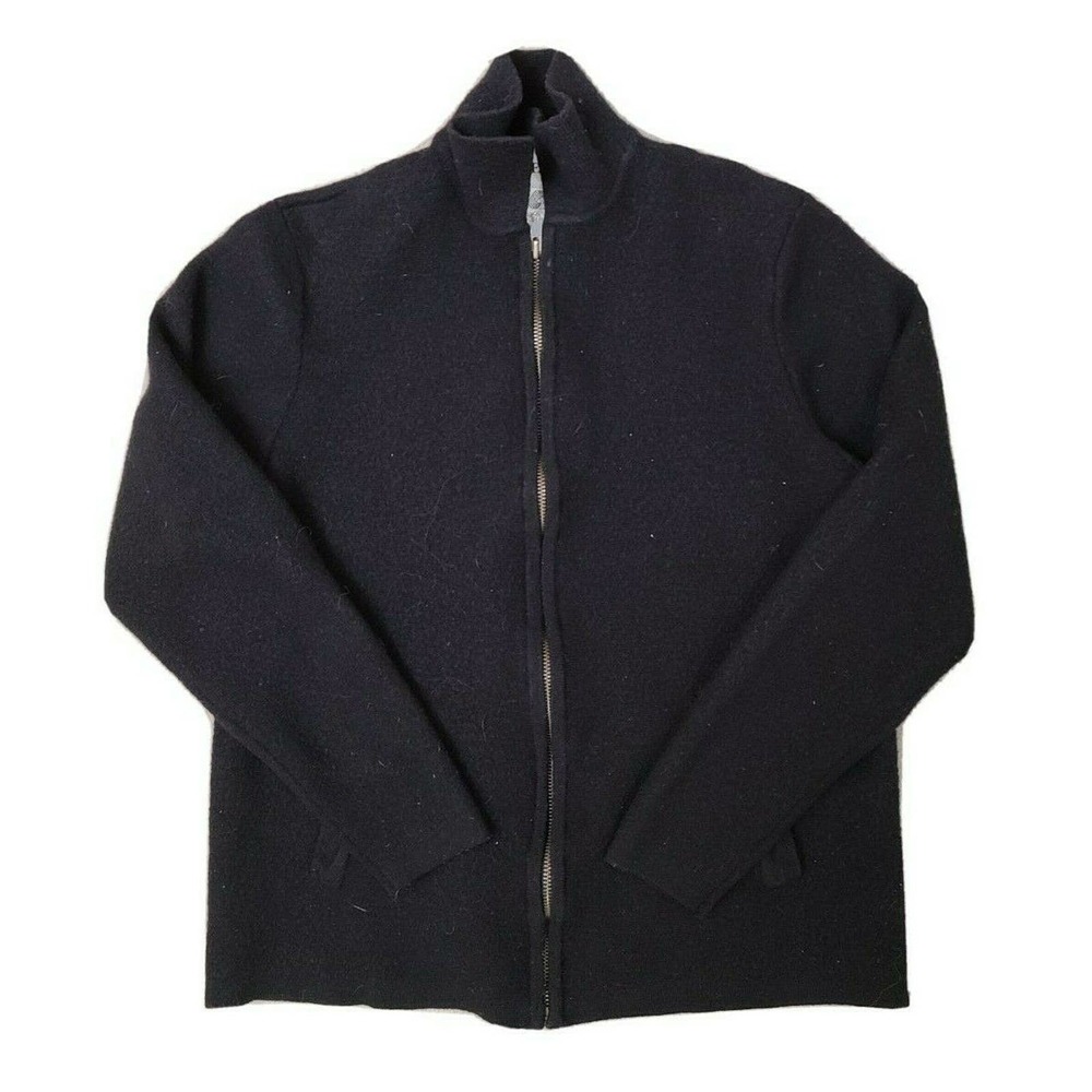 Alfani Women's Wool Sweater Black Full Zip Long Sleeve Size Small